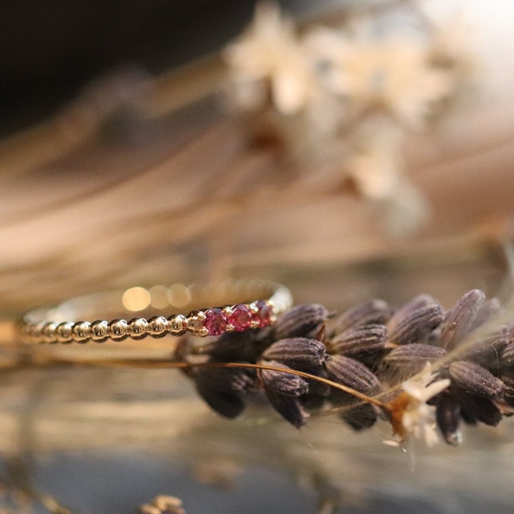 Passionate Delight - Pink tourmaline gemstone trio ring